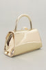 Faux Mirror Leather Ribbon Metal Top Handle Bag - Pikemla