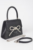 Rhinestone Ribbon Top Handle Bag - Pikemla