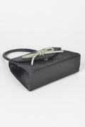 Rhinestone Ribbon Top Handle Bag - Pikemla