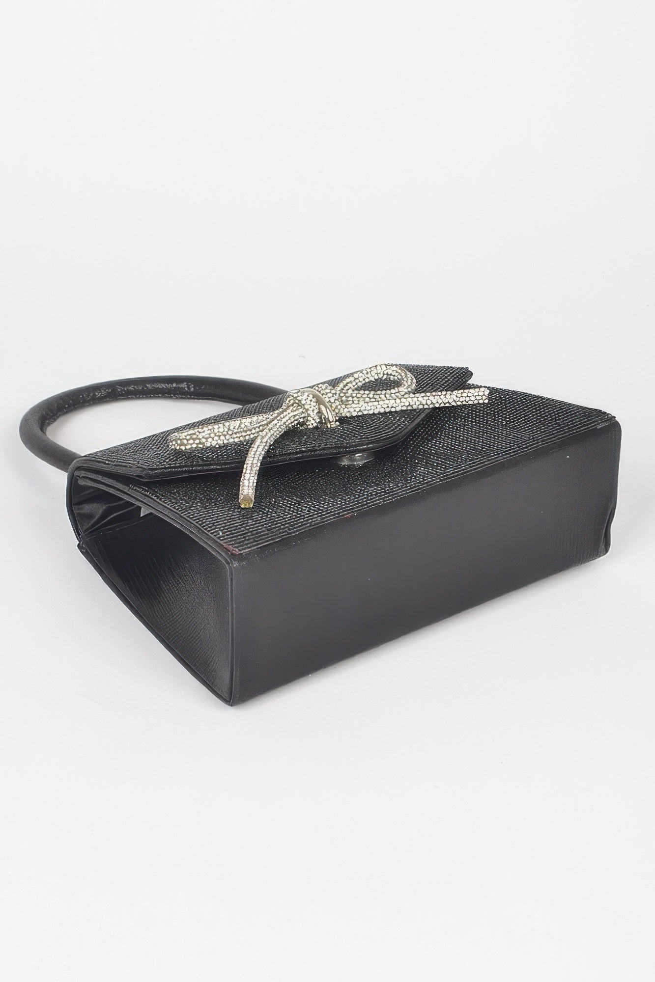 Rhinestone Ribbon Top Handle Bag - Pikemla