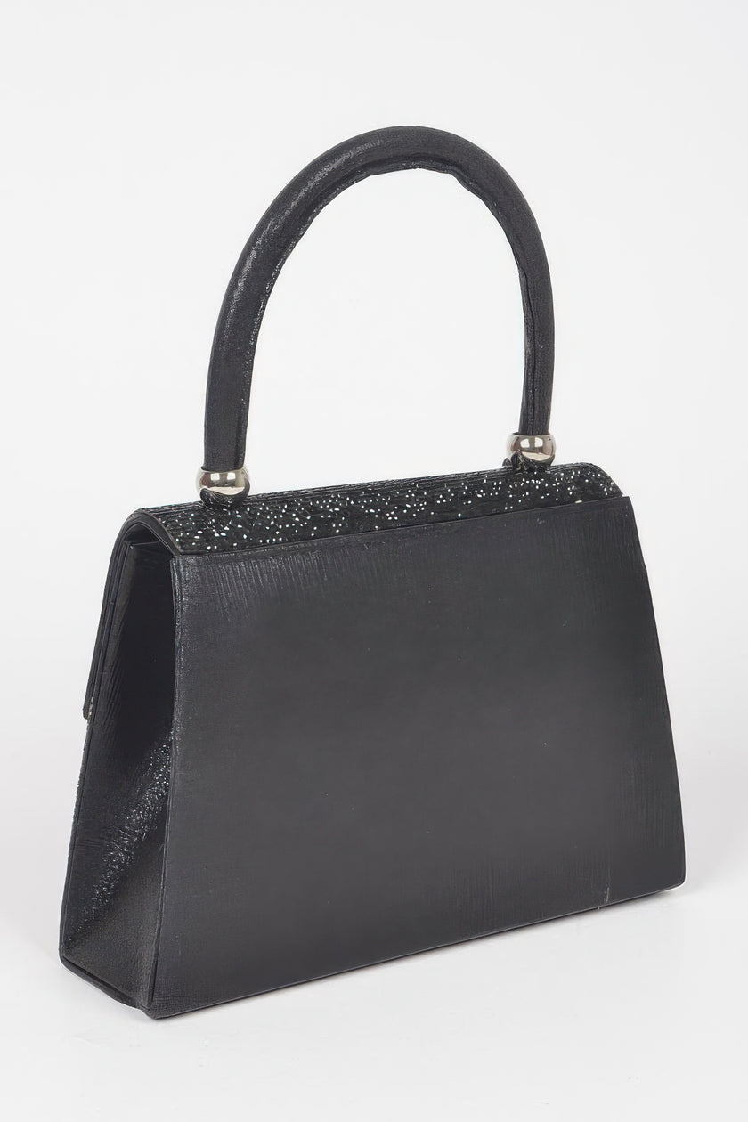 Rhinestone Ribbon Top Handle Bag - Pikemla