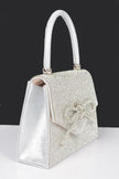 Rhinestone Ribbon Top Handle Bag - Pikemla