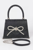 Rhinestone Ribbon Top Handle Bag - Pikemla