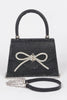 Rhinestone Ribbon Top Handle Bag - Pikemla