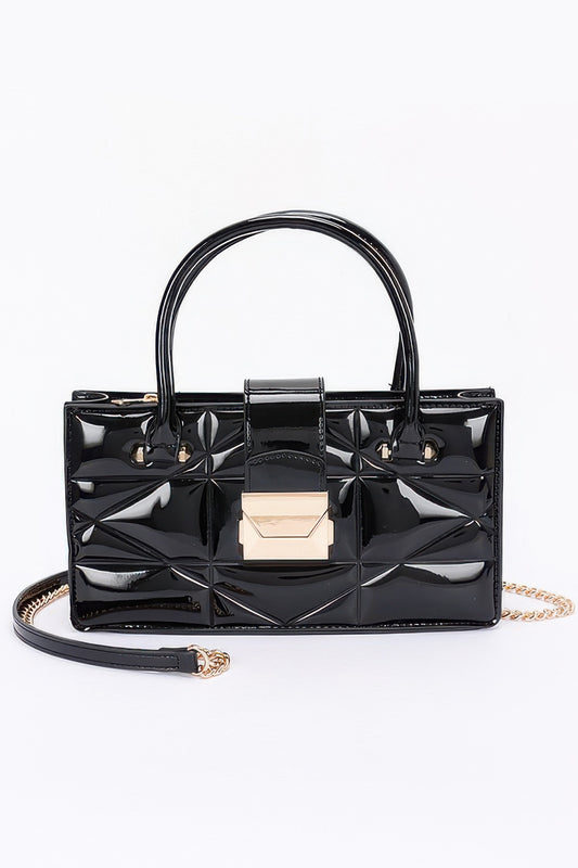 Embossed Enamel Handle Clutch - Pikemla