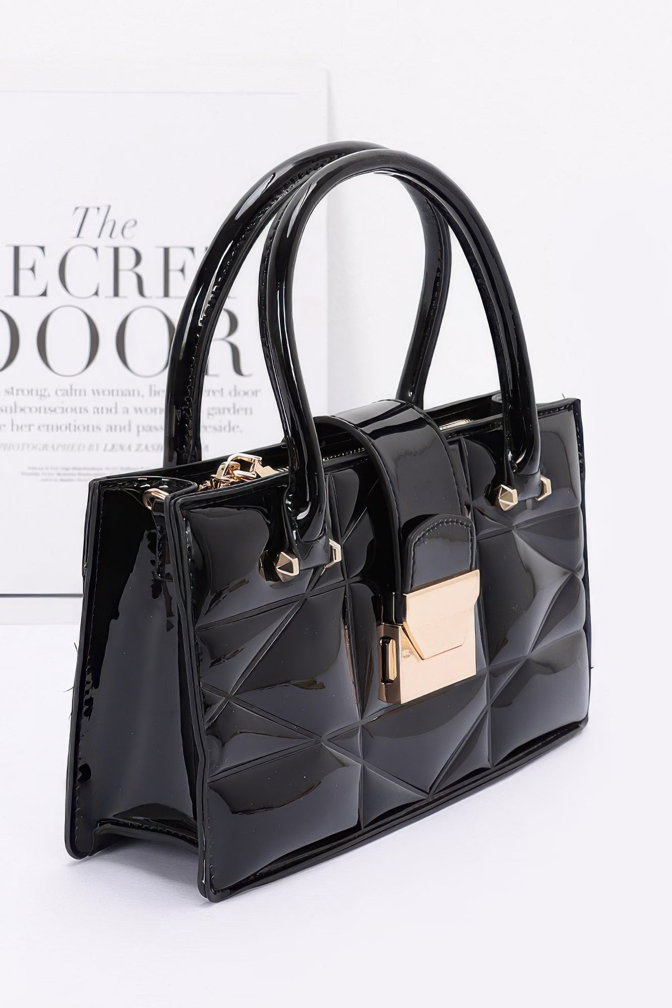 Embossed Enamel Handle Clutch - Pikemla