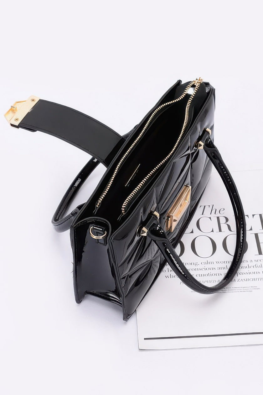 Embossed Enamel Handle Clutch - Pikemla