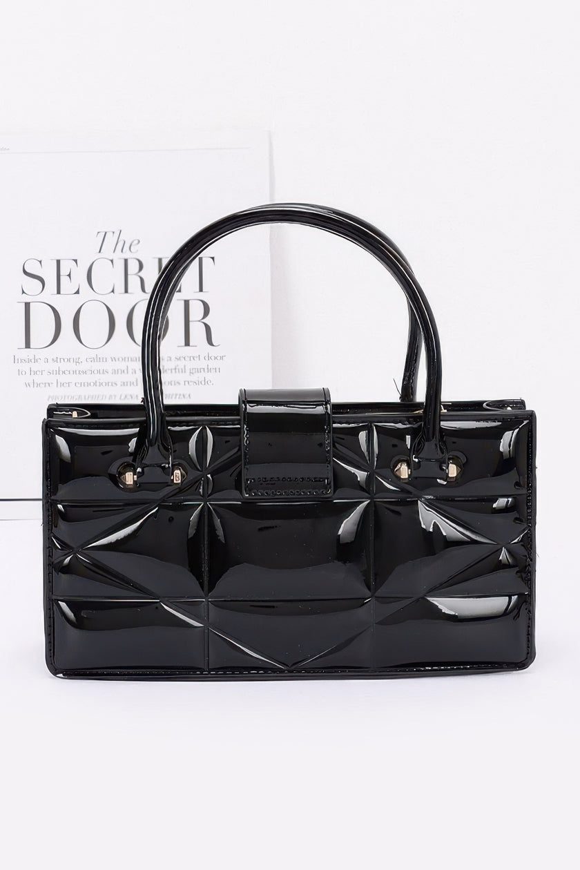 Embossed Enamel Handle Clutch - Pikemla