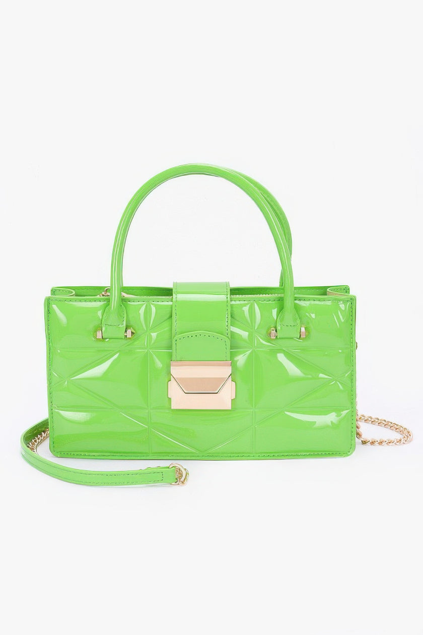 Embossed Enamel Handle Clutch - Pikemla