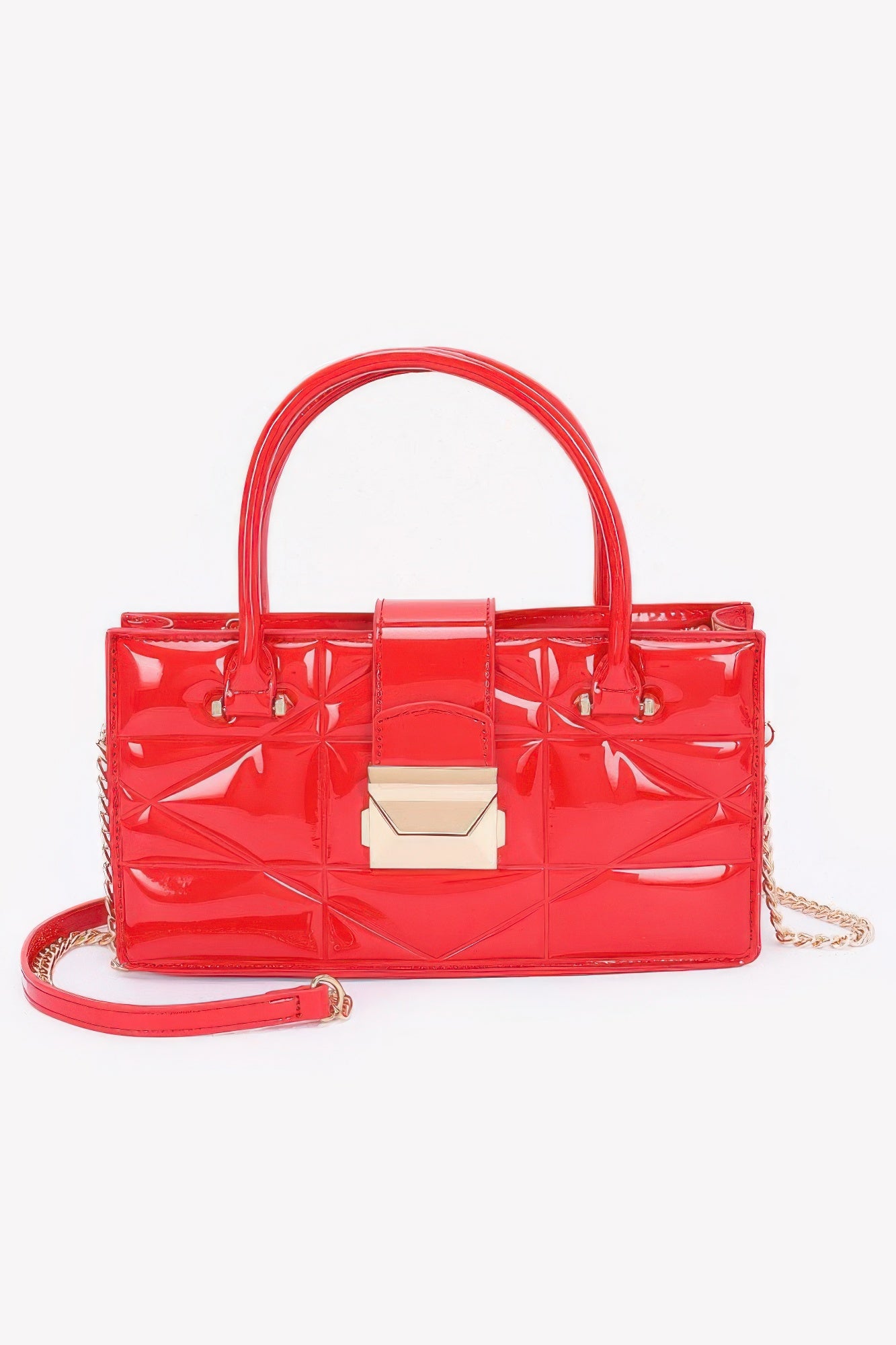 Embossed Enamel Handle Clutch - Pikemla