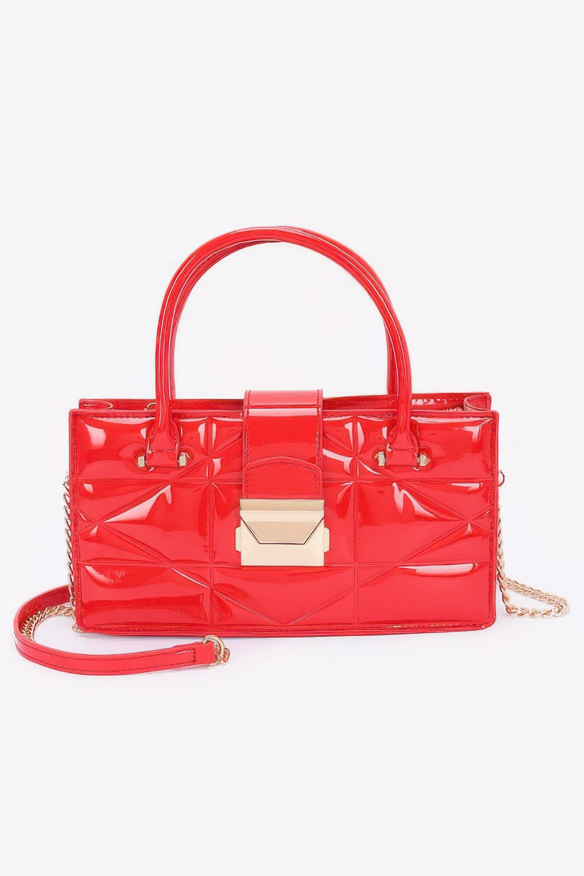 Embossed Enamel Handle Clutch - Pikemla