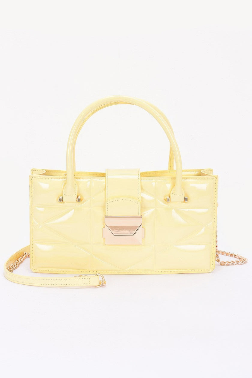 Embossed Enamel Handle Clutch - Pikemla