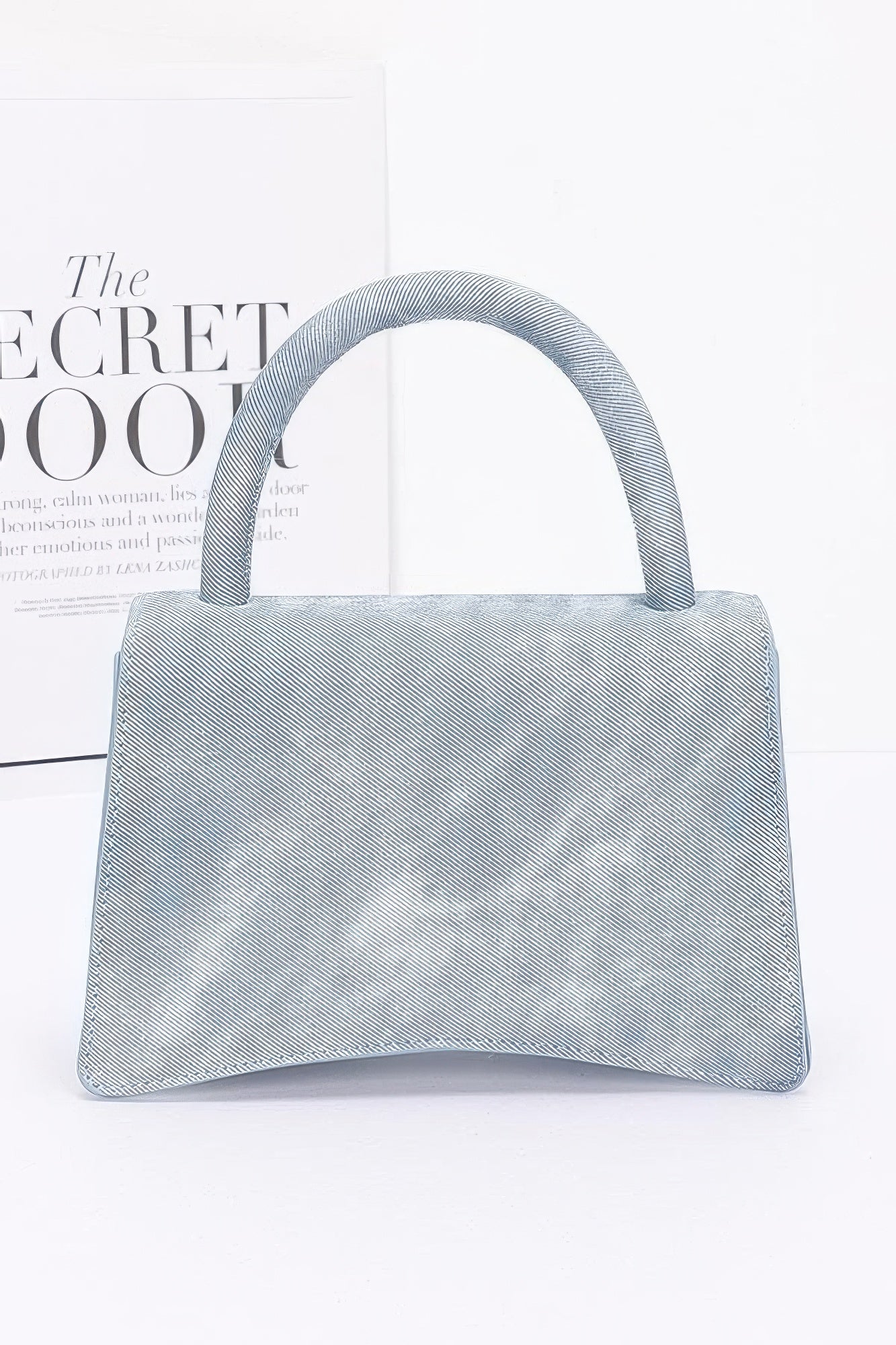 Faux Leather Rhinestone Hot Fix Flower Bag - Pikemla