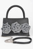 Faux Leather Rhinestone Hot Fix Flower Bag - Pikemla