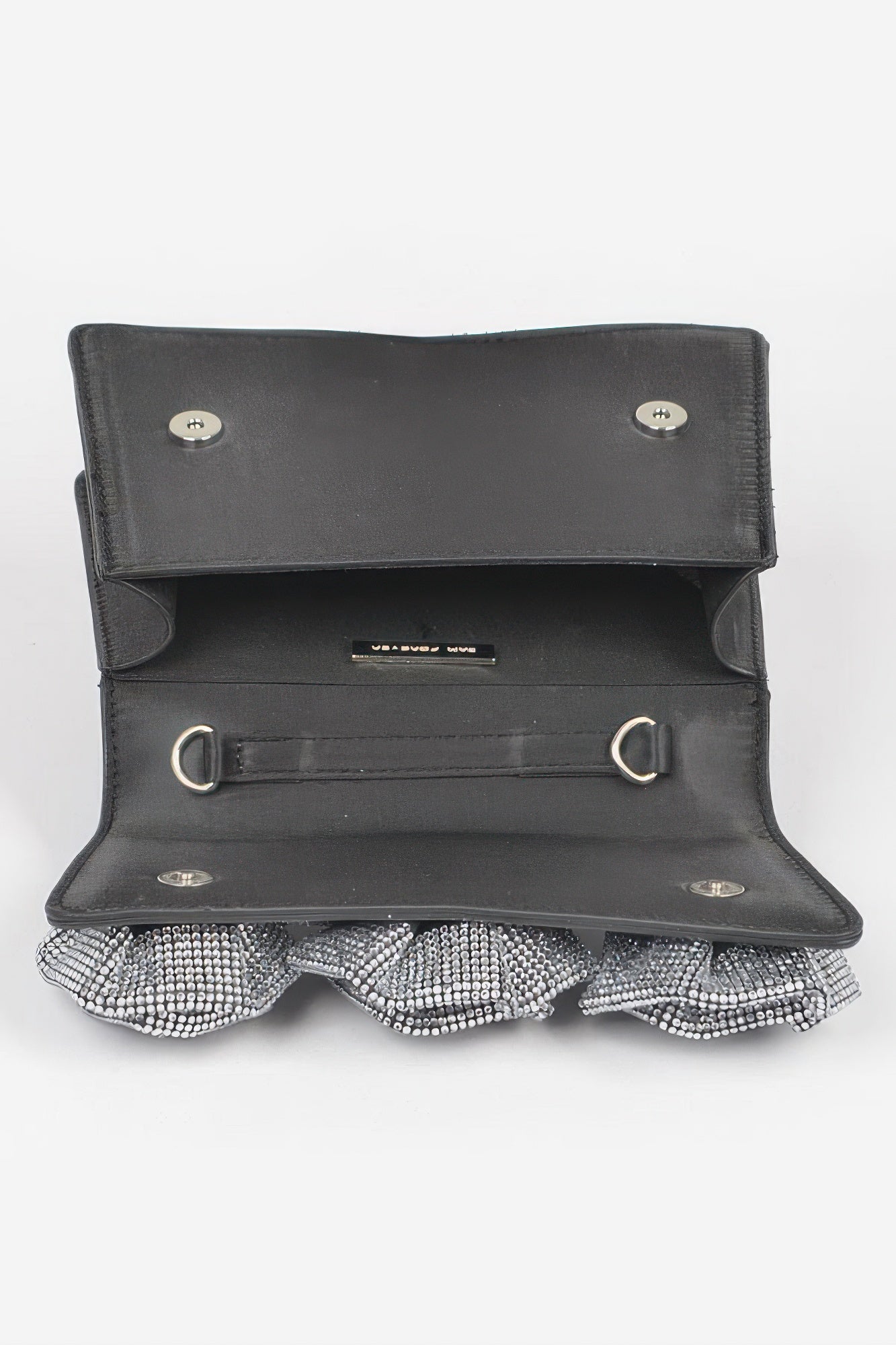 Faux Leather Rhinestone Hot Fix Flower Bag - Pikemla