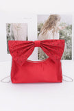 Rhinestone Hotfix Bow Handle Nylon Clutch - Pikemla