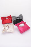 Rhinestone Hotfix Bow Handle Nylon Clutch - Pikemla