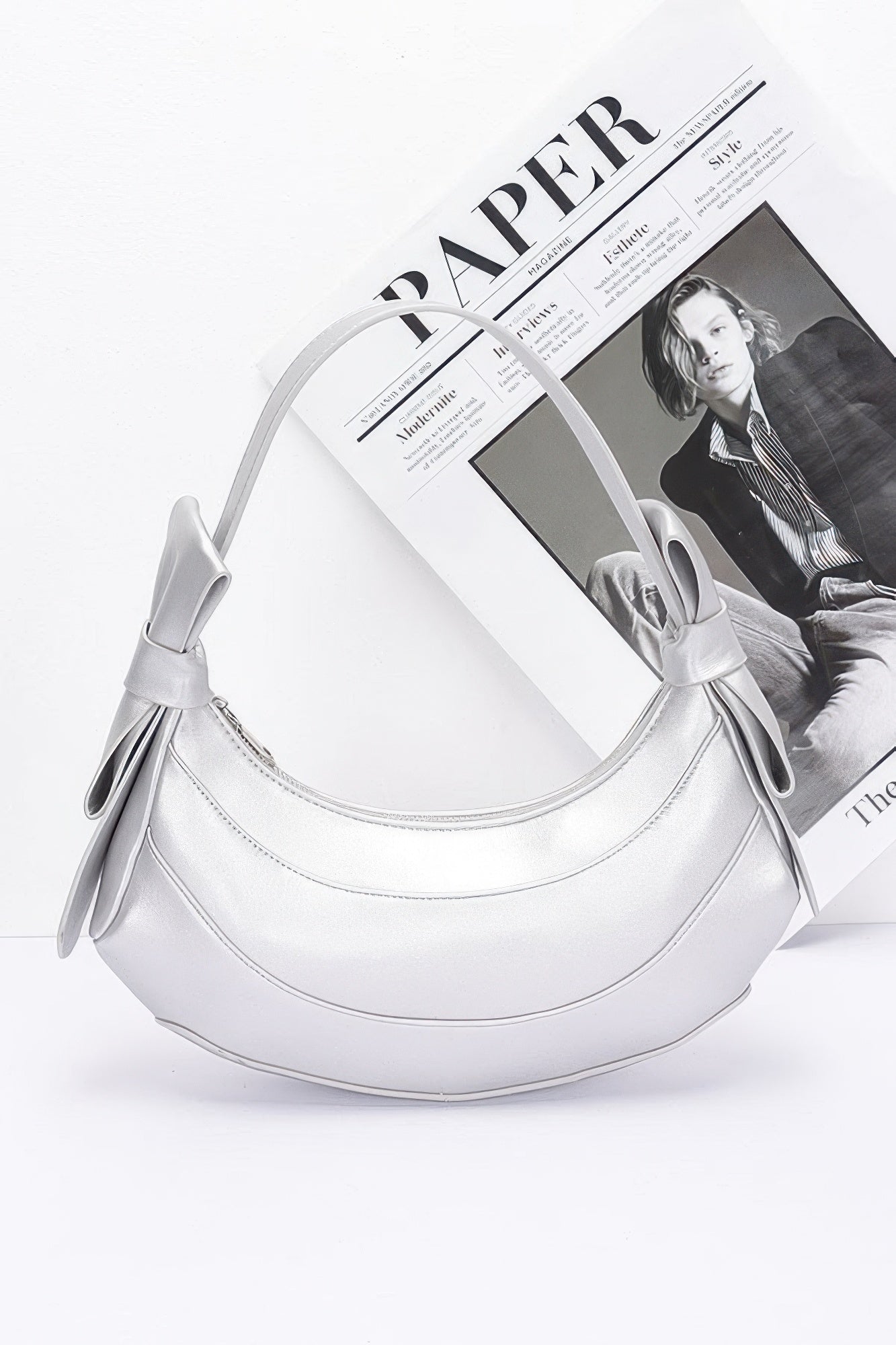 Faux Leather Hobo Bag W/ Bows - Pikemla