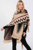 Fuzzy Aztec Pattern Tassel Knit Ruana - Pikemla