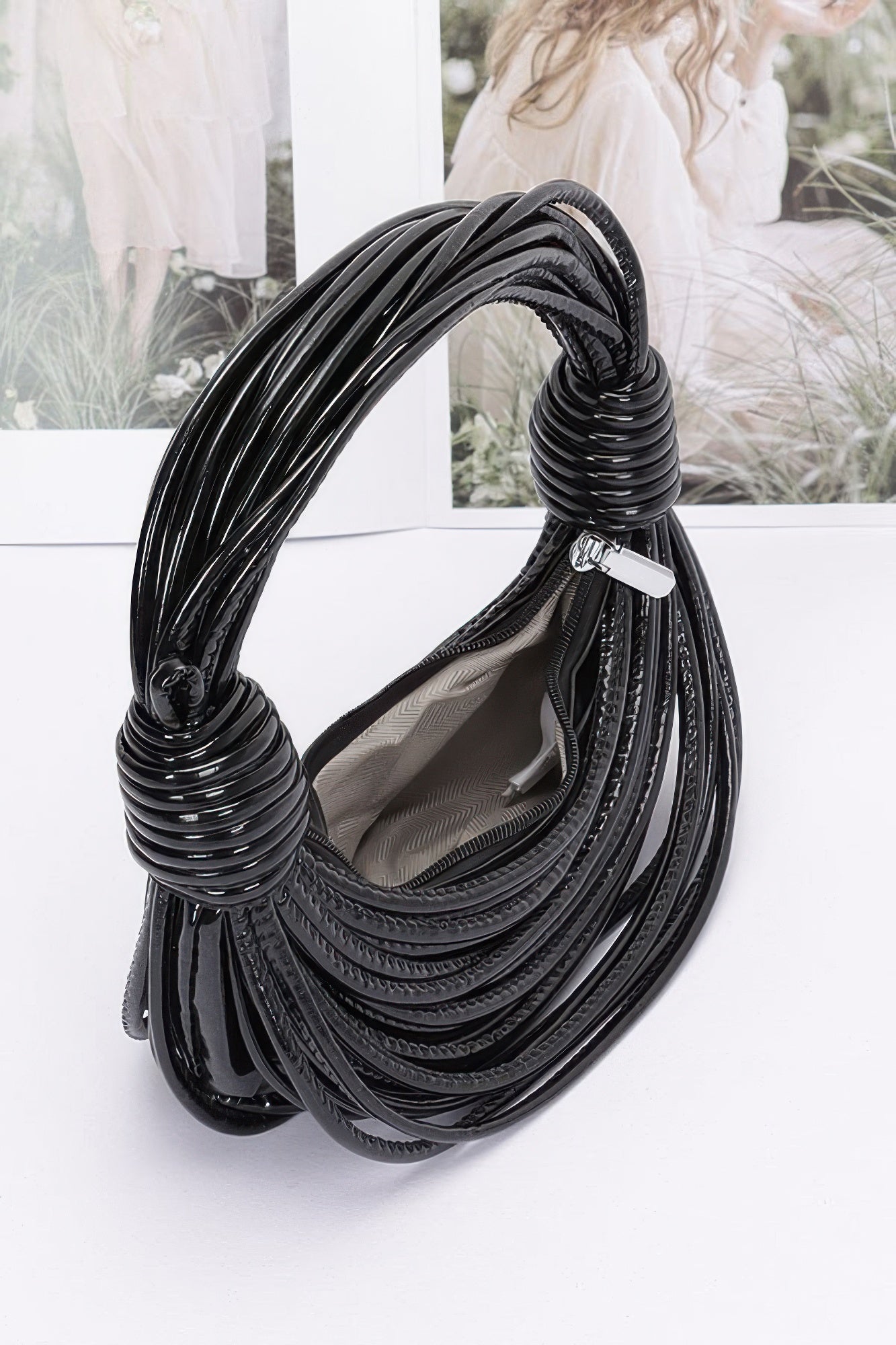 Faux Leather Rope Hobo Bag - Pikemla