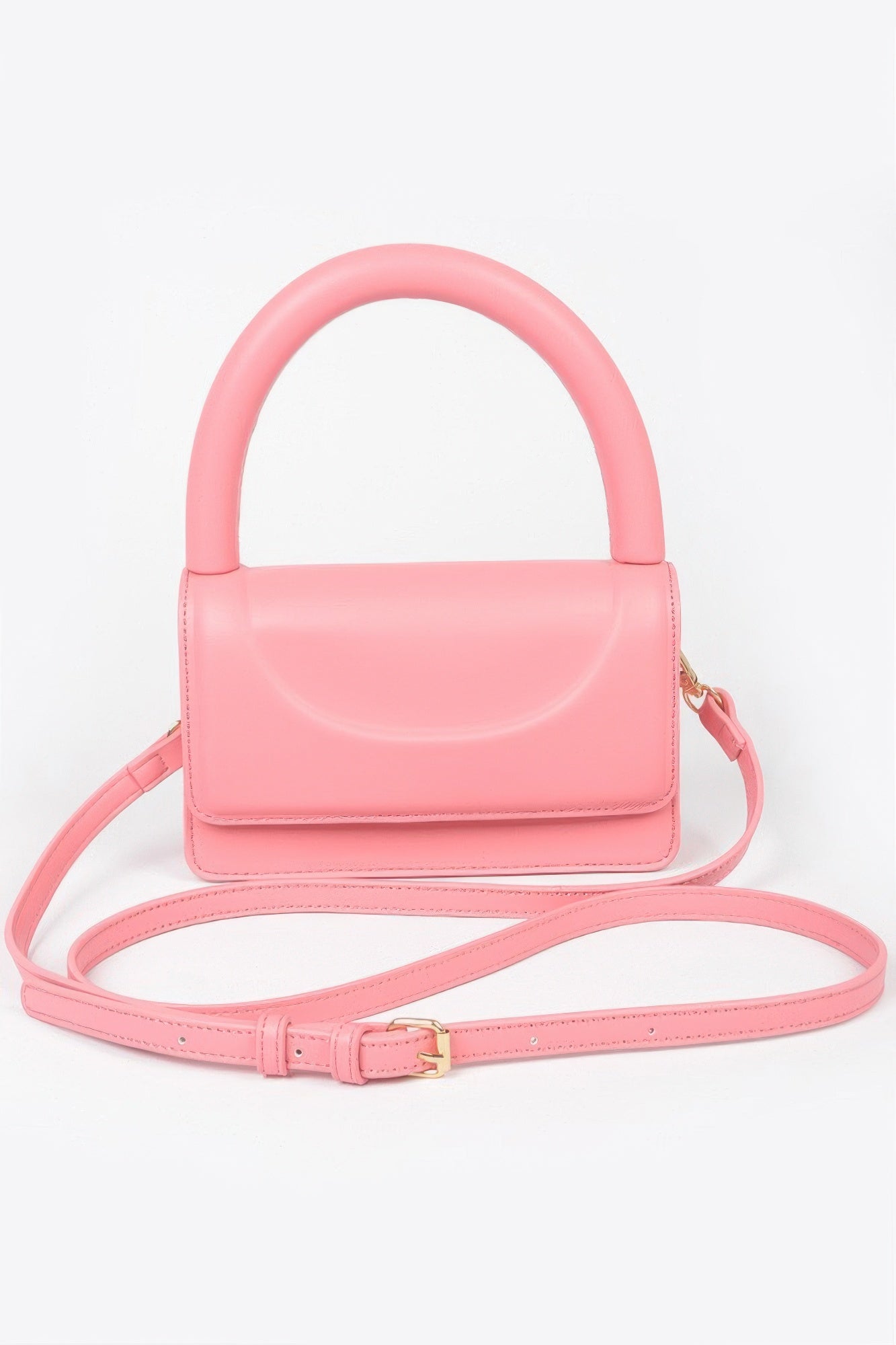 Metallic Faux Leather Top Handle Clutch - Pikemla