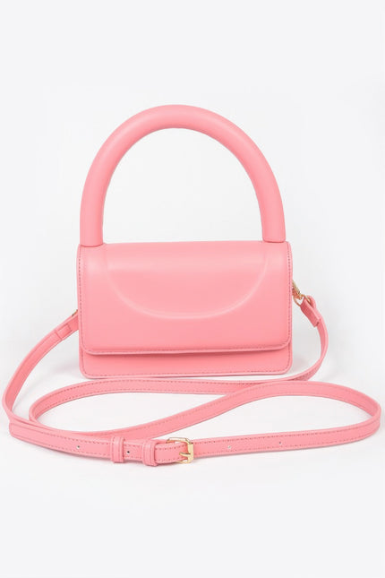 Metallic Faux Leather Top Handle Clutch - Pikemla