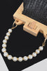 Faux Straw Wood Frame Clutch W/ Faux Pearl Chain - Pikemla