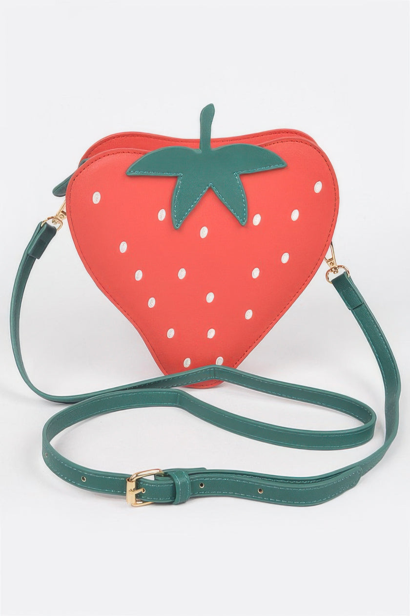 Faux Suede Strawberry Novelty Bag - Pikemla