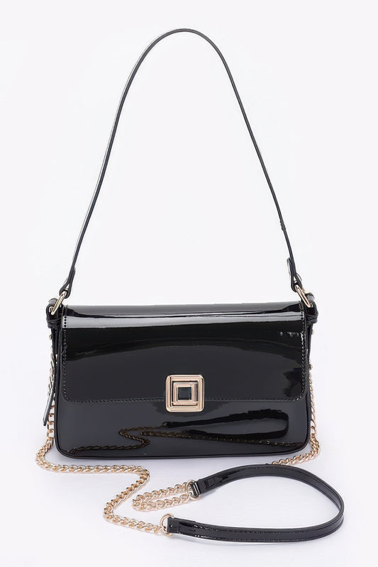 Enamel Flap Shoulder Bag - Pikemla