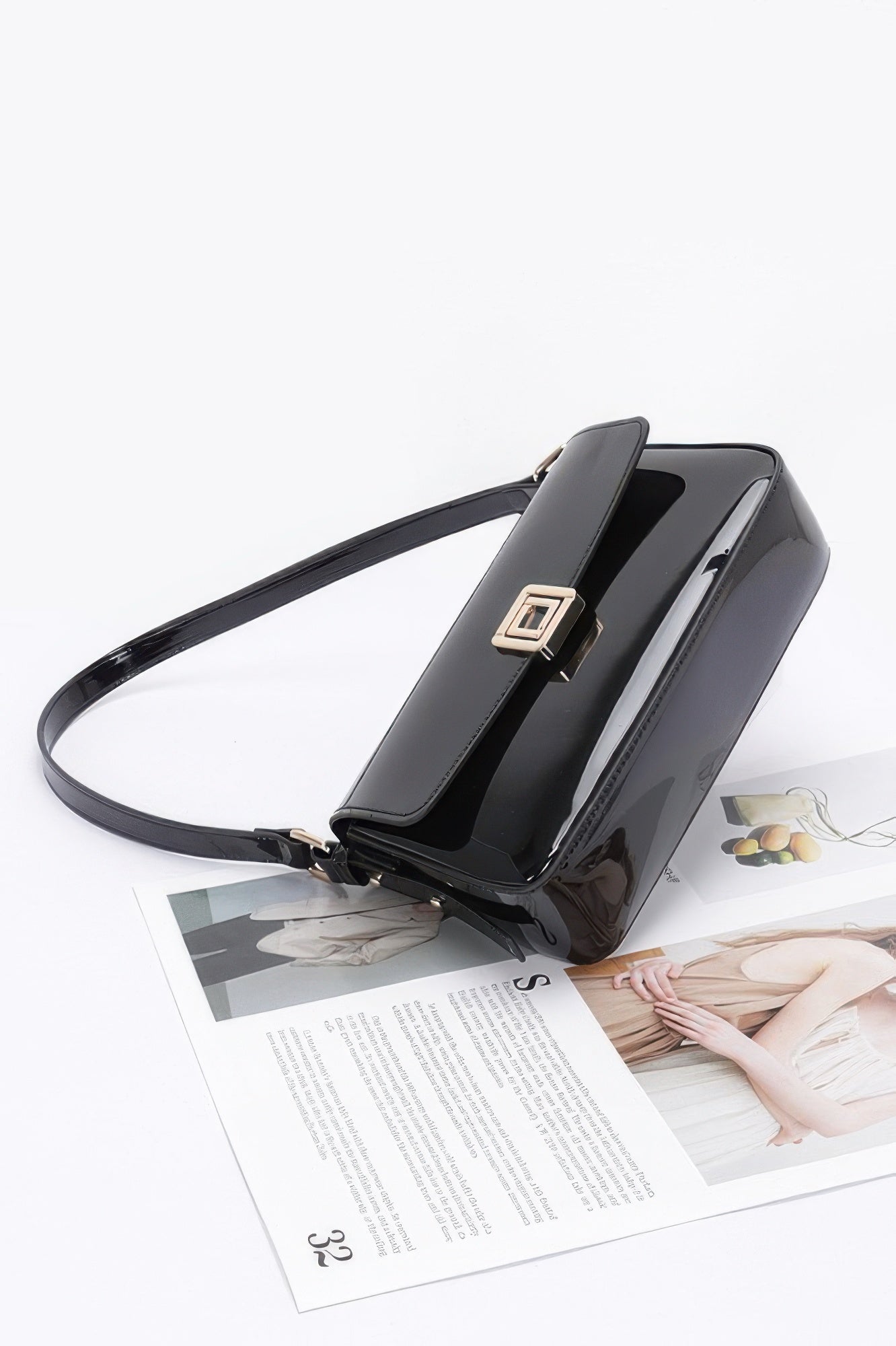 Enamel Flap Shoulder Bag - Pikemla