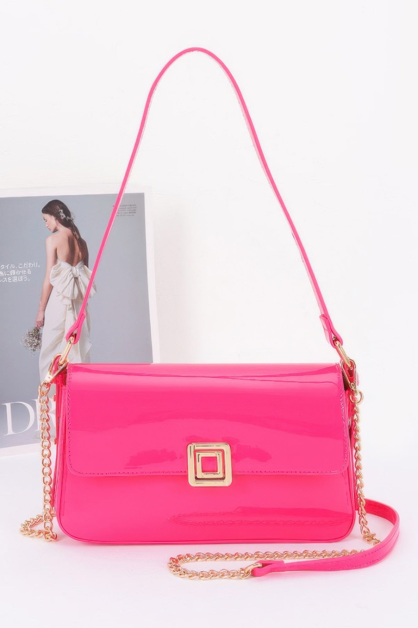 Enamel Flap Shoulder Bag - Pikemla