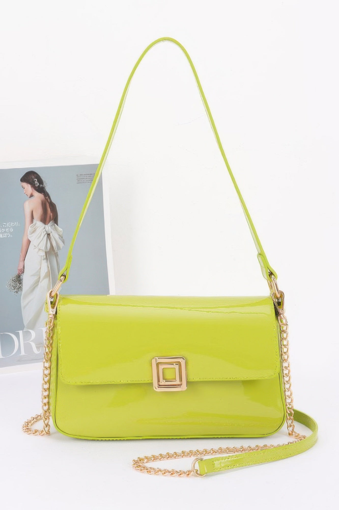 Enamel Flap Shoulder Bag - Pikemla