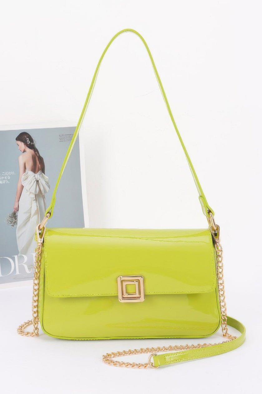 Enamel Flap Shoulder Bag - Pikemla