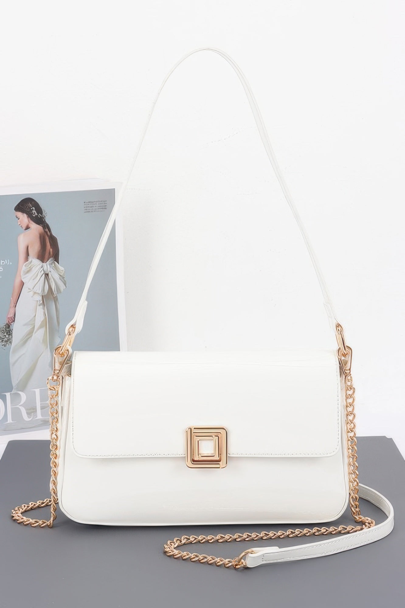 Enamel Flap Shoulder Bag - Pikemla