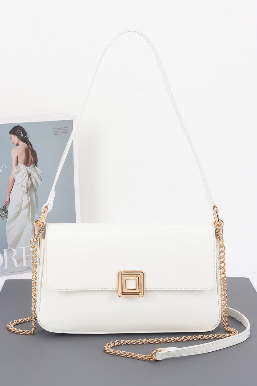 Enamel Flap Shoulder Bag - Pikemla