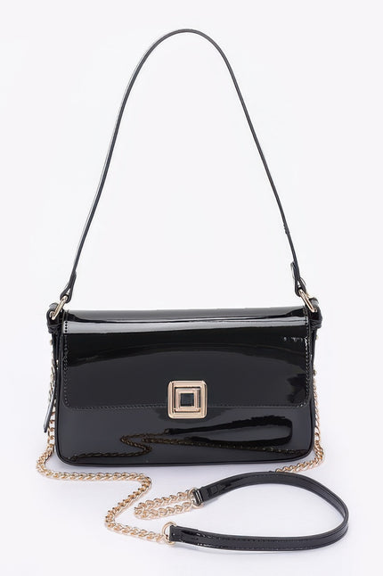 Enamel Flap Shoulder Bag - Pikemla