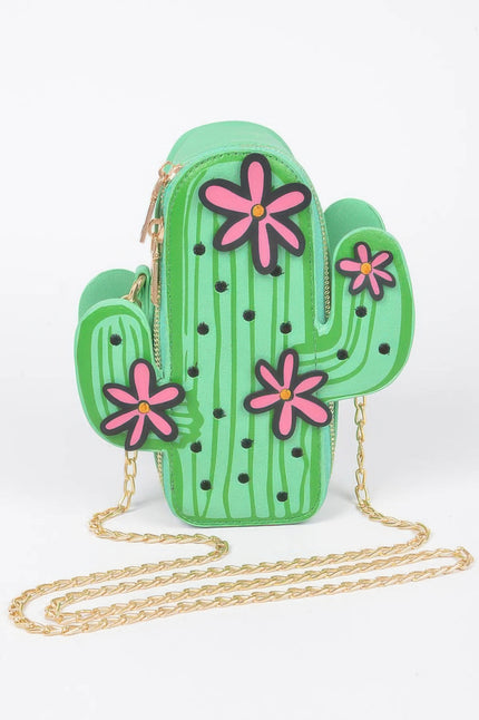 Faux Leather Cactus Crossbody Bag - Pikemla