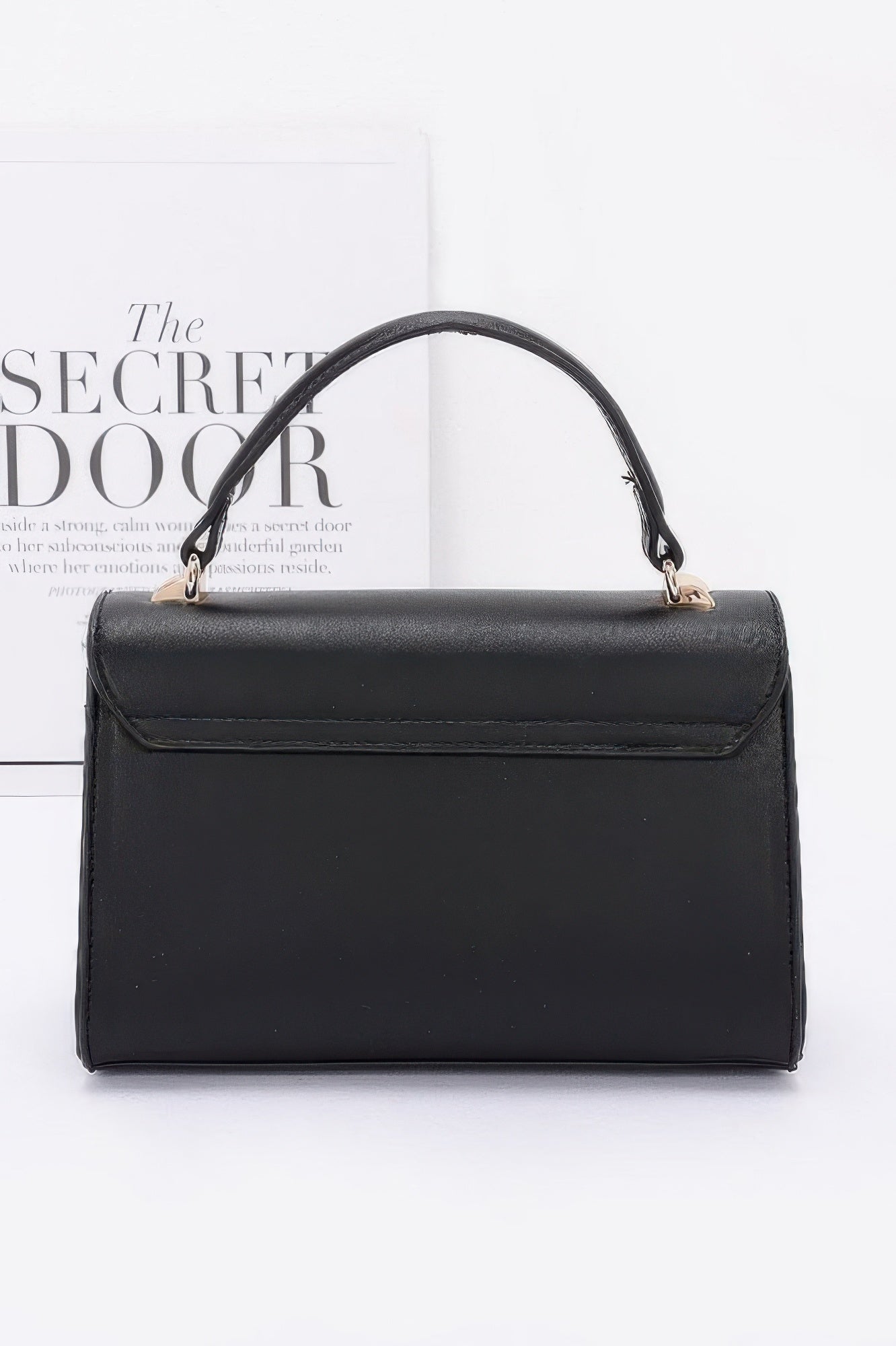 Faux Leather Two Tone Flap Bag - Pikemla