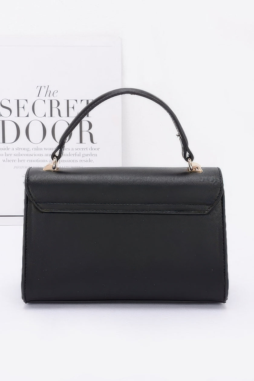 Faux Leather Two Tone Flap Bag - Pikemla