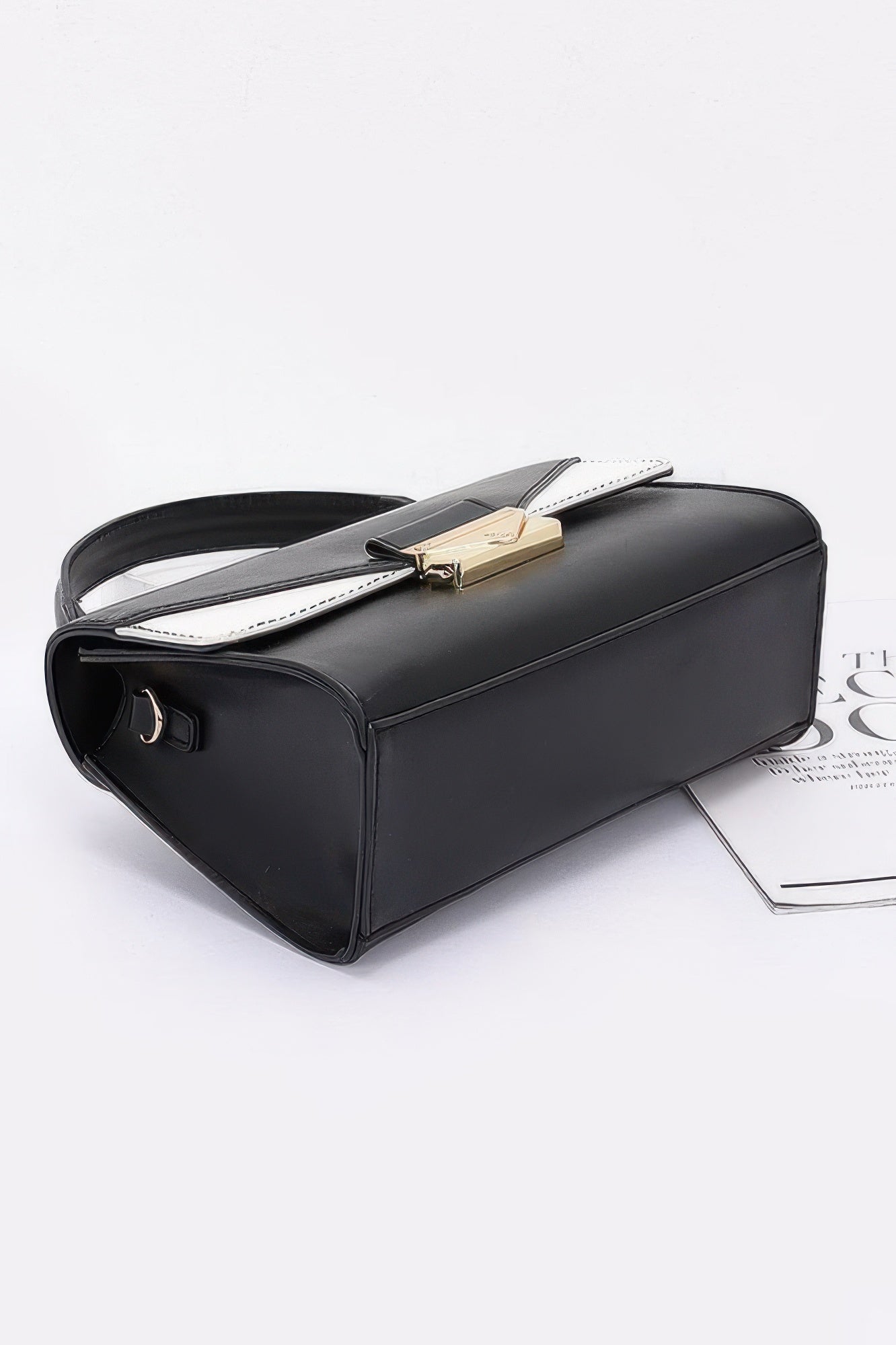 Faux Leather Two Tone Flap Bag - Pikemla