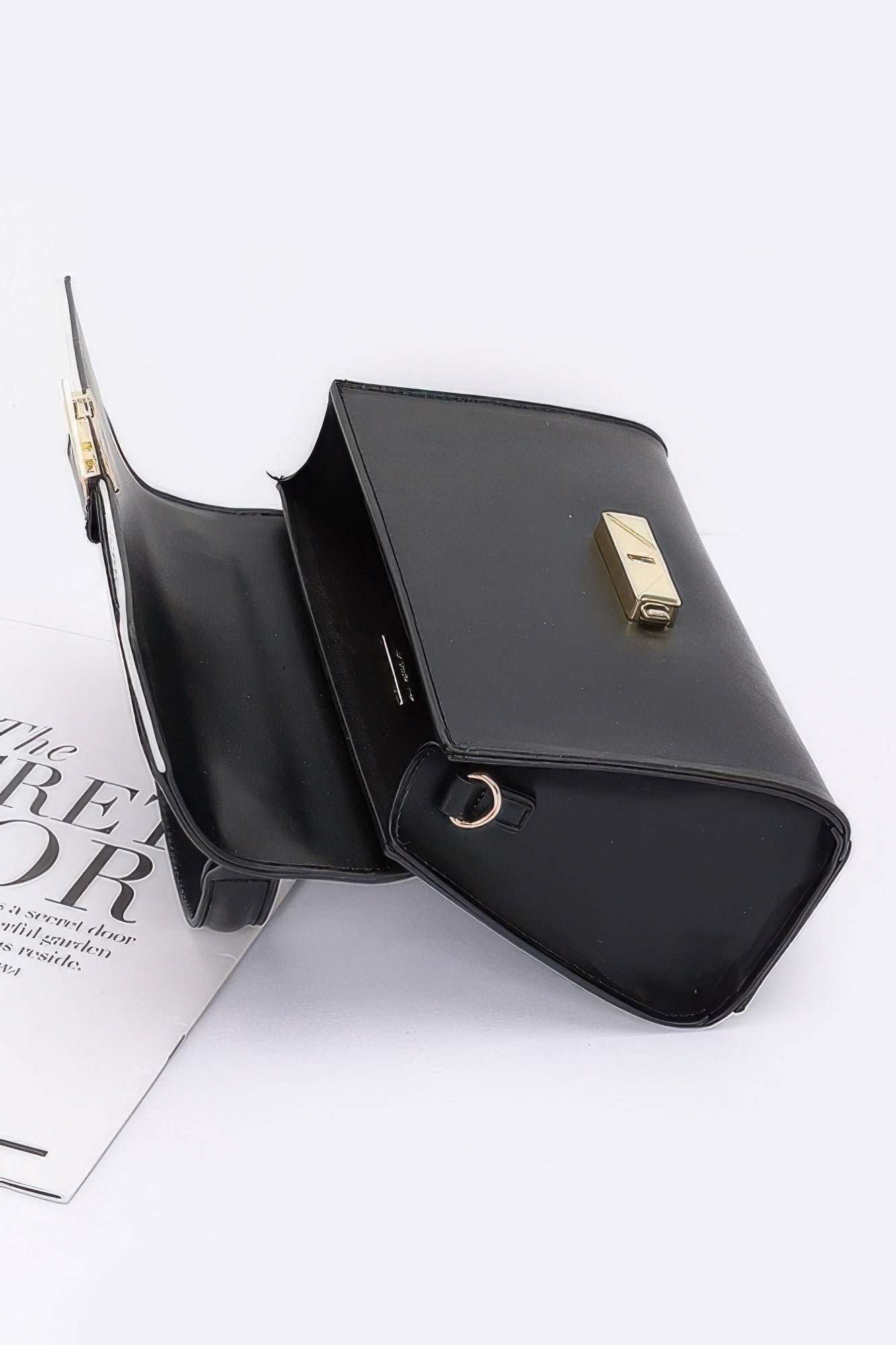 Faux Leather Two Tone Flap Bag - Pikemla