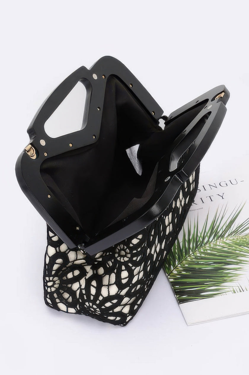 Crochet Wood Frame Clutch - Pikemla