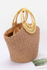 Faux Straw Bamboo Handle Tote Bag - Pikemla