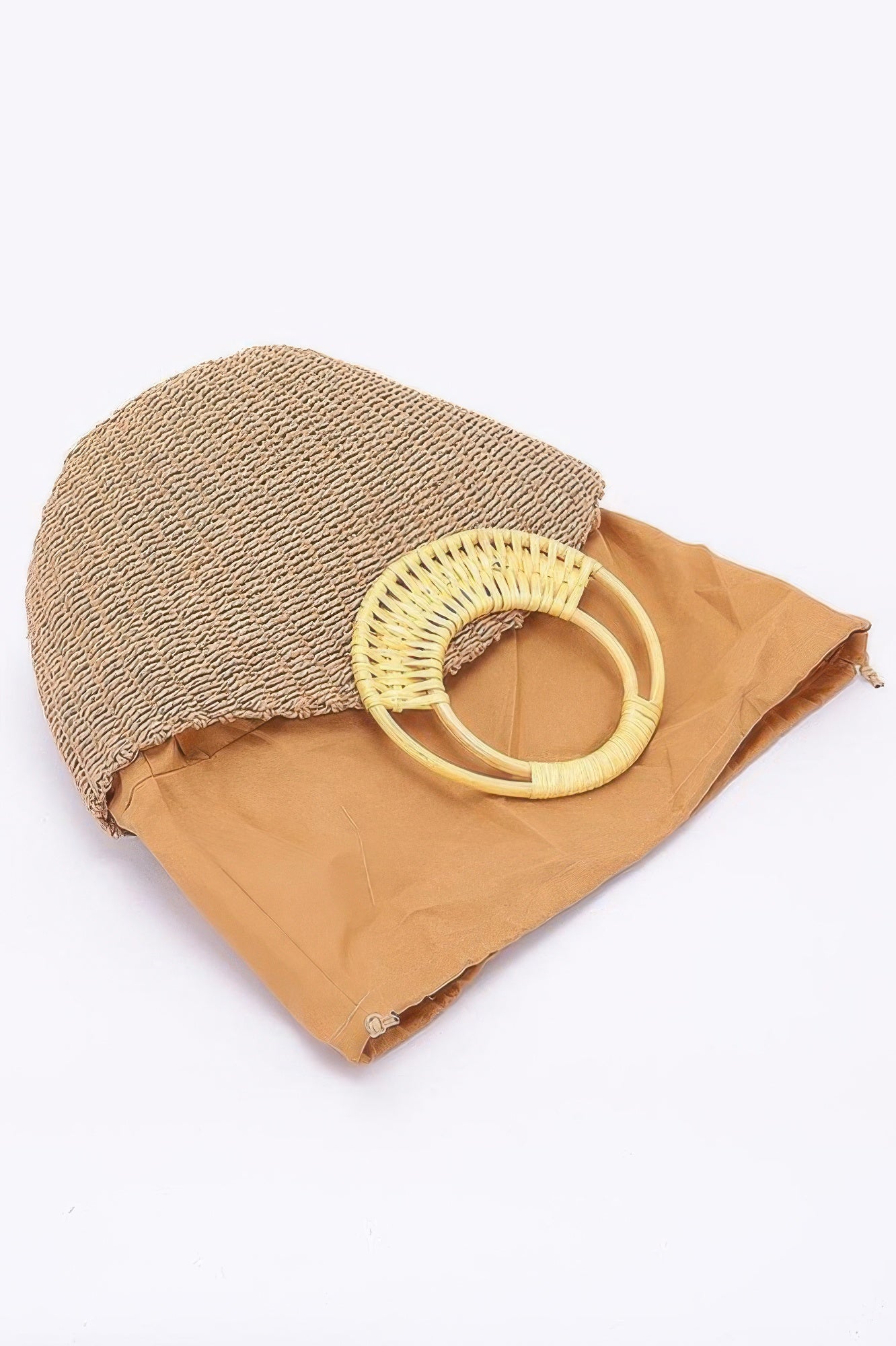 Faux Straw Bamboo Handle Tote Bag - Pikemla