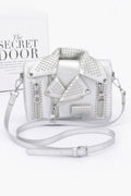 Faux Leather Metal Studded Jacket Clutch - Pikemla