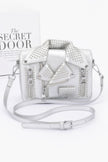 Faux Leather Metal Studded Jacket Clutch - Pikemla