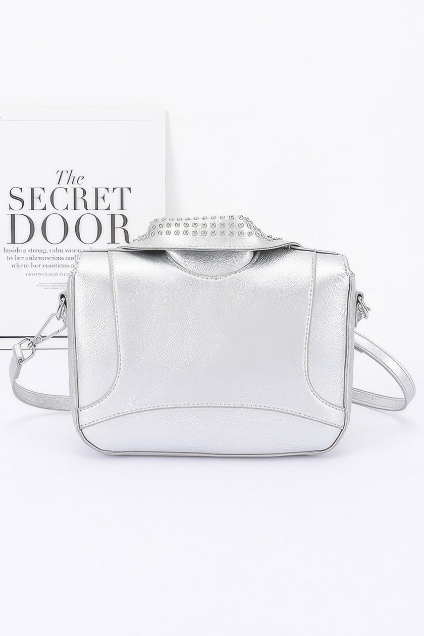 Faux Leather Metal Studded Jacket Clutch - Pikemla