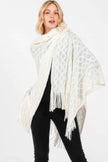 Diamond Pattern Tassel Knit Ruana - Pikemla