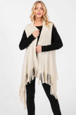 Embossed Dotted Line Tassel Knit Vest - Pikemla