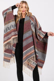 Aztec Pattern Fringe Ruana - Pikemla